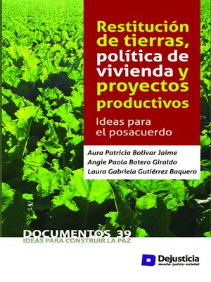 cover image of Restitución de tierras, política de vivienda y proyectos productivos